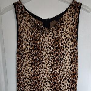 Chic Animal Print Sleeveless Tank Dress And Cardigan